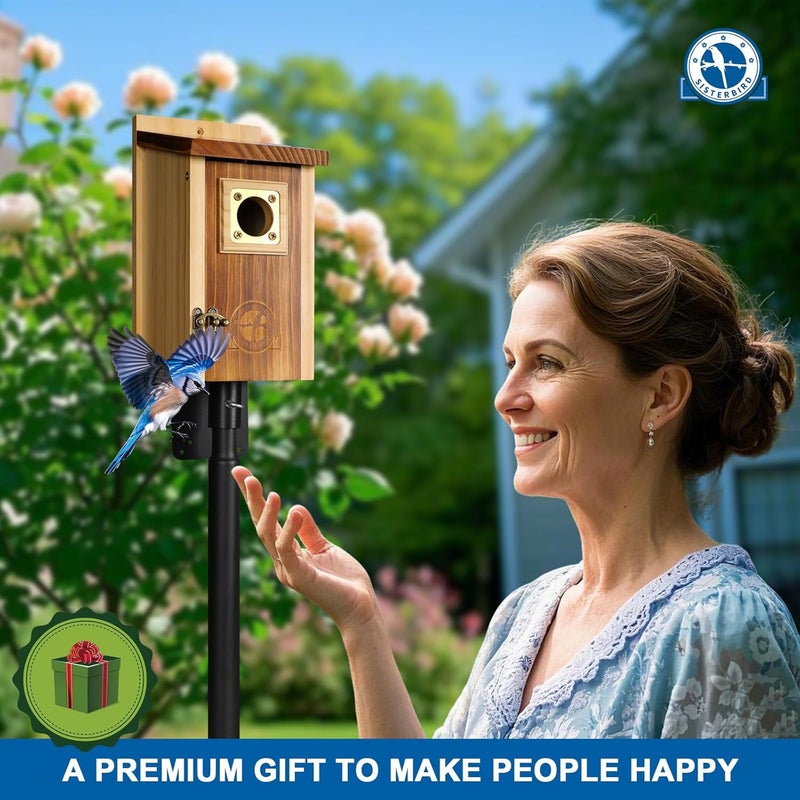 SISTERBIRD Pack of 2 Bluebird Houses for Outside, Premium Wooden Bird Houses for Outdoor, Weatherproof Blue Bird House, Bluebird Swallow Chickadee Wren, Assembly Required - Image 5